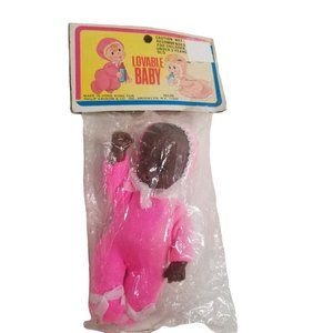 Vintage Doll Lovable Baby in Packaging Hong Kong Vinyl African American Retro